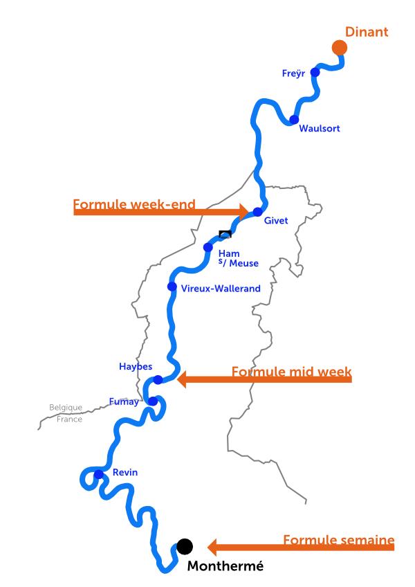 Location de pénichettes - Tracé Dinant-Monthermé | Dinant Evasion